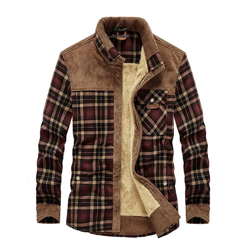 Flannel Shirt Lined - الرجال قمصان مربعة النقش جواكت شتوية
