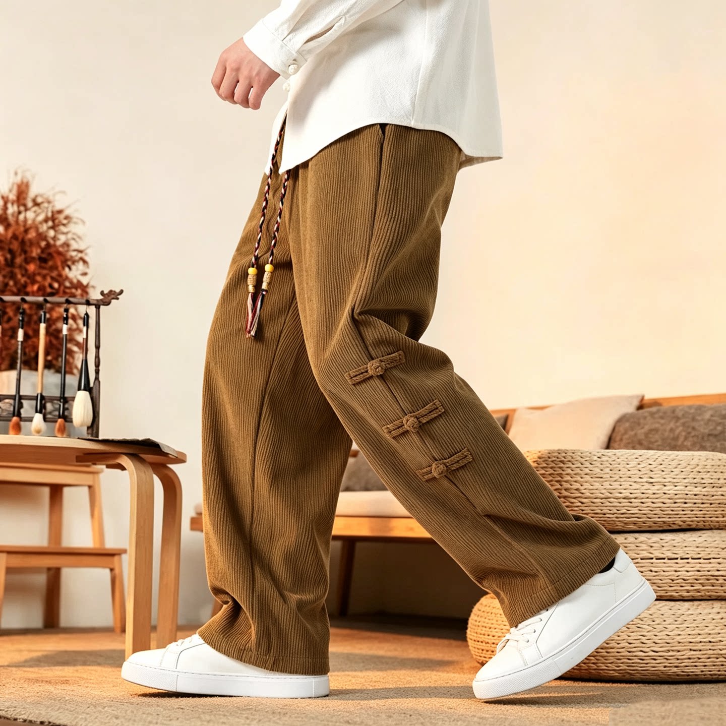 Corduroy Pant Warm - بنطلونات رجالية جديدة للخريف، دافئة وسميكة