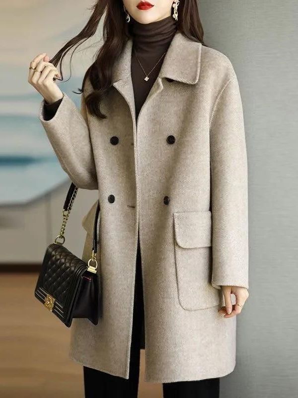 معطف صوف أنيق متوسط الطول على  - مراجعة Wool Coat Peacoat وسعره