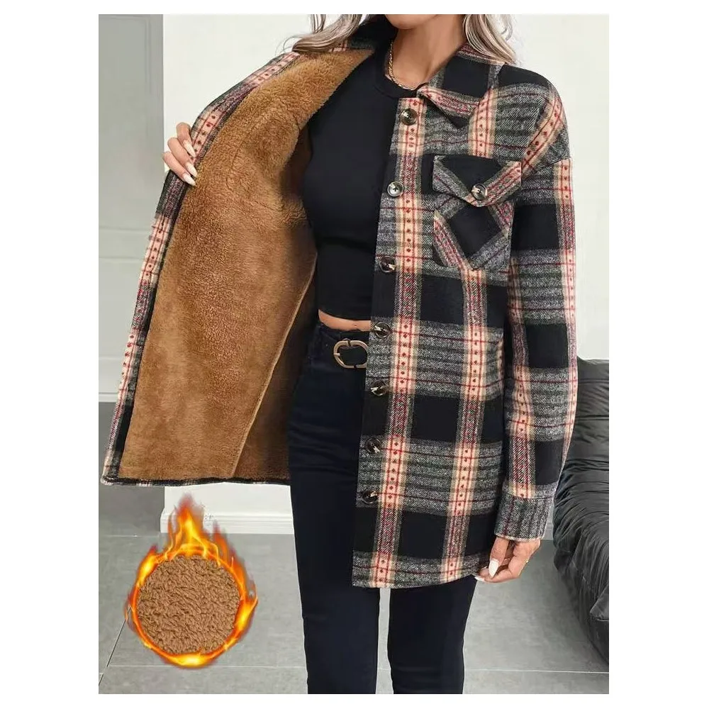 معطف نسائي أنيق للخريف والشتاء - مراجعة Flannel Shirt Lined وسعره